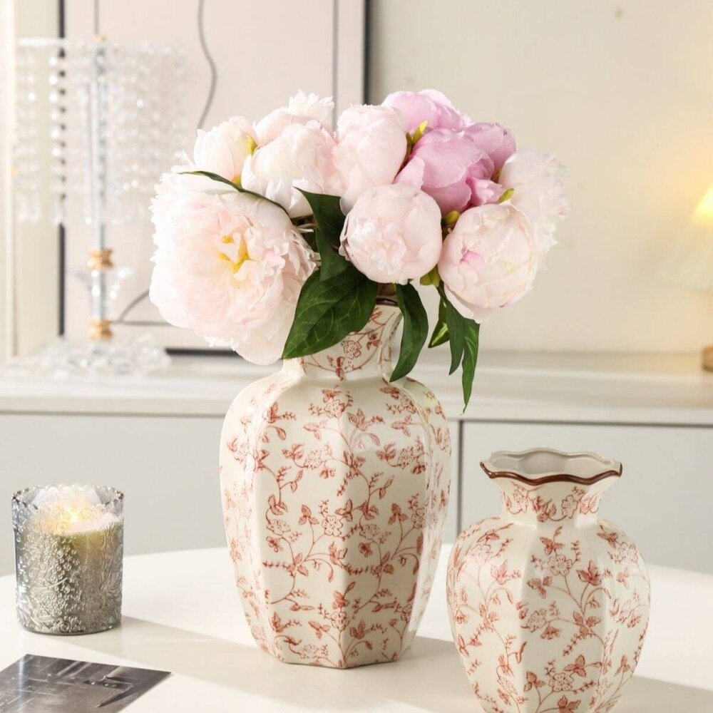 Floral Ceramic Tabletop Vase – New